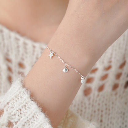 D廠【YC4223SL】足銀S999少女心海星貝殼手鍊女溫柔甜美精緻簡約可愛小眾手鍊
 26.03-2