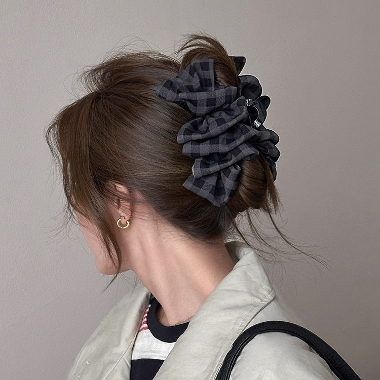 C廠【P55】學院風格紋雲朵泡泡抓夾髮夾女後腦勺鯊魚夾大號髮卡夾子盤髮頭飾
 25.12-2「C廠-單筆結帳需滿，NT$500出貨(不含運費)」