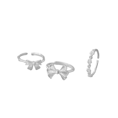 D廠【YC4374R】S925純銀蝴蝶結戒指搭配甜美多款式精緻韓風可愛公主手飾 25.03-3
