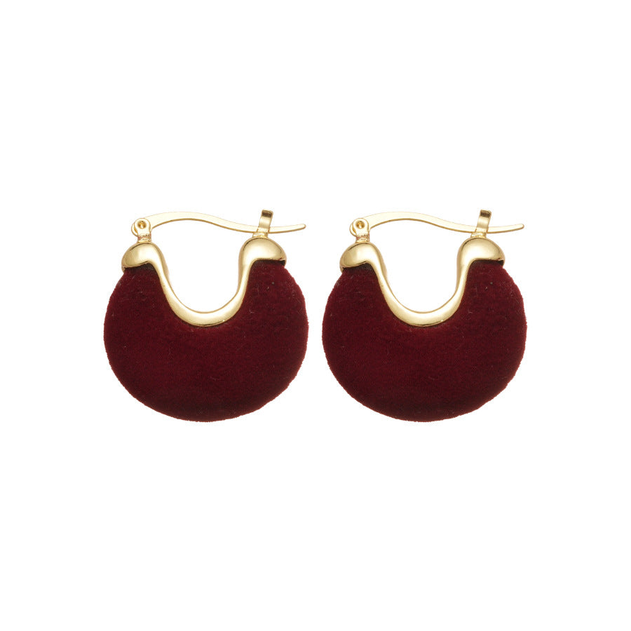 A廠【HE29207】秋冬新款植絨圓形U型耳扣輕奢高級感耳環復古氣質百搭耳環耳飾女
 25.11-1