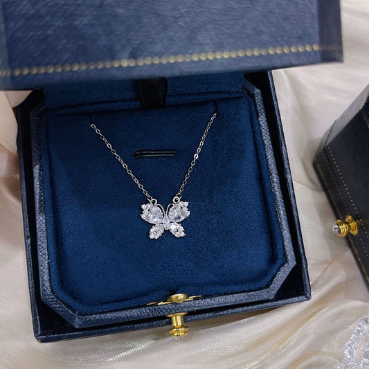 F廠【DQ0848N】S999純銀輕奢甜美閃鑽蝴蝶項鍊女氣質高級感鋯石百搭鎖骨鏈潮
 25.10-4