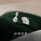 F廠【DQ10821E】足銀999民族風琵琶折扇耳環女新中式不對稱扇子復古國風耳飾 25.05-2