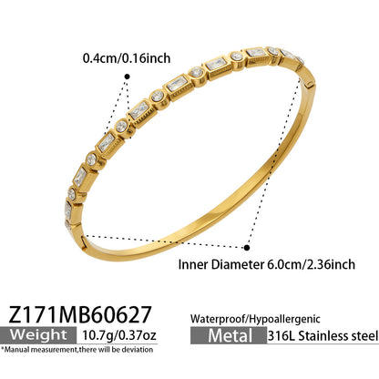 B廠【Z160】時尚新款微鑲鋯石四葉花手鐲不鏽鋼鍍18k金 高級感輕奢飾品手鐲女 26.07-1