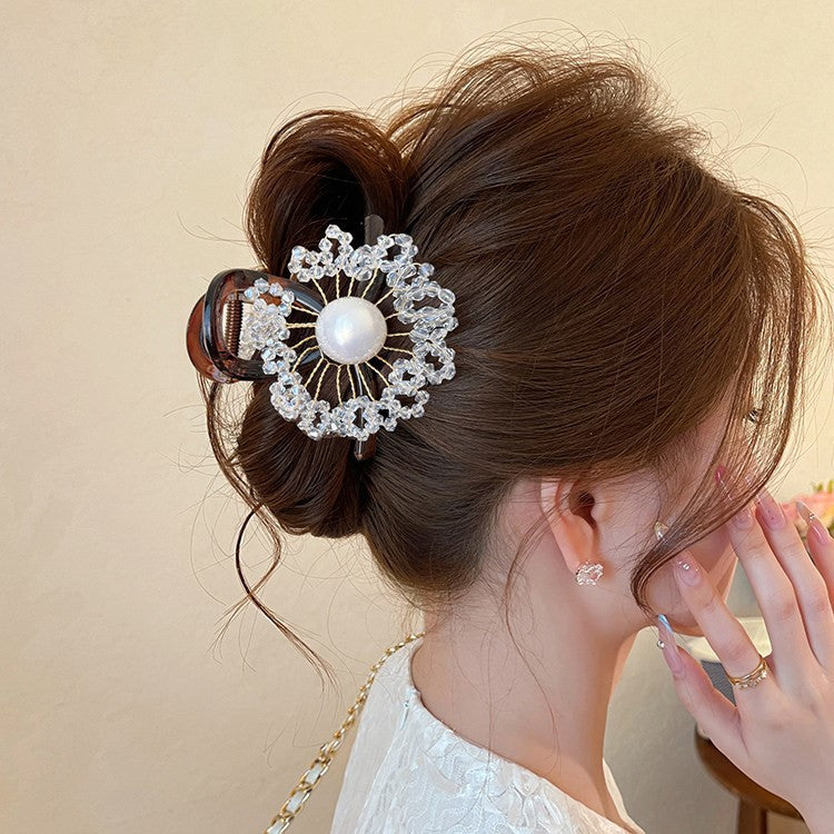 C廠【X122】花朵圓珠抓夾女後腦勺高級感鯊魚夾2026新款獨特髮夾春夏漂亮髮飾
 26.04-3