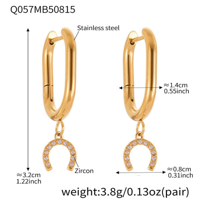 B廠【Q057】新品鑲鑽小馬蹄扣圓圈耳扣耳圈新潮氣質小巧通勤不銹鋼耳飾 25.08-5