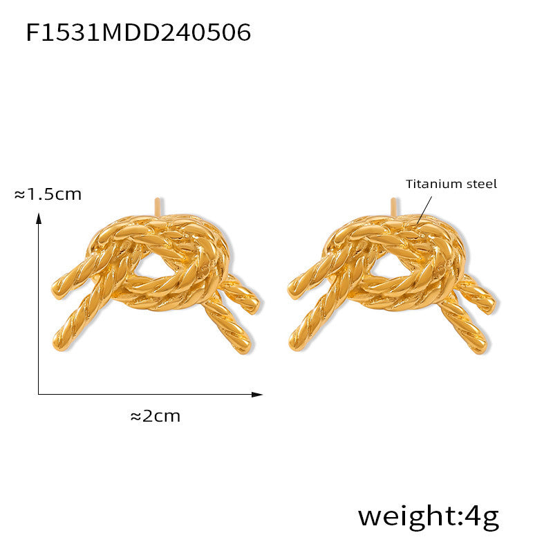 B廠【F1531-2】韓版個性輕奢蝴蝶結耳環潮ins復古冷淡風簡約氣質鈦鋼耳環飾品女 24.05-2