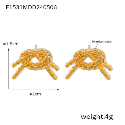 B廠【F1531-2】韓版個性輕奢蝴蝶結耳環潮ins復古冷淡風簡約氣質鈦鋼耳環飾品女 24.05-2