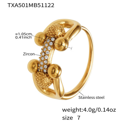 B廠【TXP501】不銹鋼馬蹄扣帶鑽飾品耳環戒指手鍊項鍊首飾套裝鍍18k真金不掉色
 25.11-4