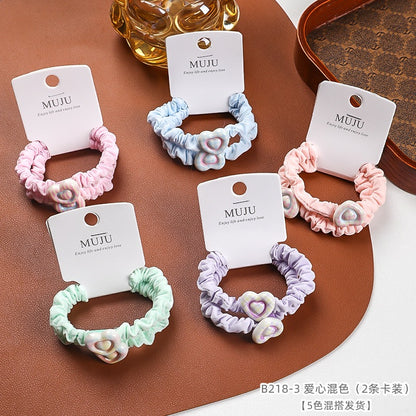 C廠【B218】2條卡裝小腸髮圈甜美少女皮筋頭繩韓系新款髮飾丸子頭馬尾髮繩 25.05-3「C廠-單筆結帳需滿，NT$500出貨(不含運費)」