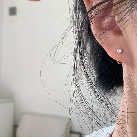 E廠【XDQ10295E】S925純銀時尚簡約六爪單鑽耳環女ins風迷你鋯石耳環氣質耳環
 26.04-3