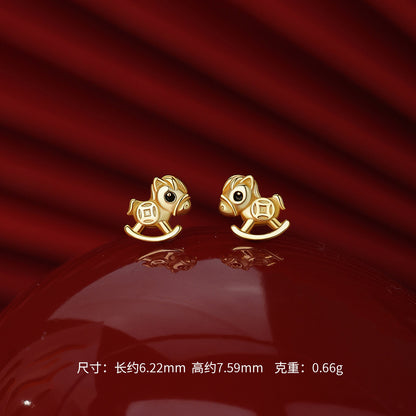 D廠【YC4030N】原創足銀S999銜寶萌駒木馬鋯石項鍊吊墜輕奢耳環本命年手鍊
 26.01-2