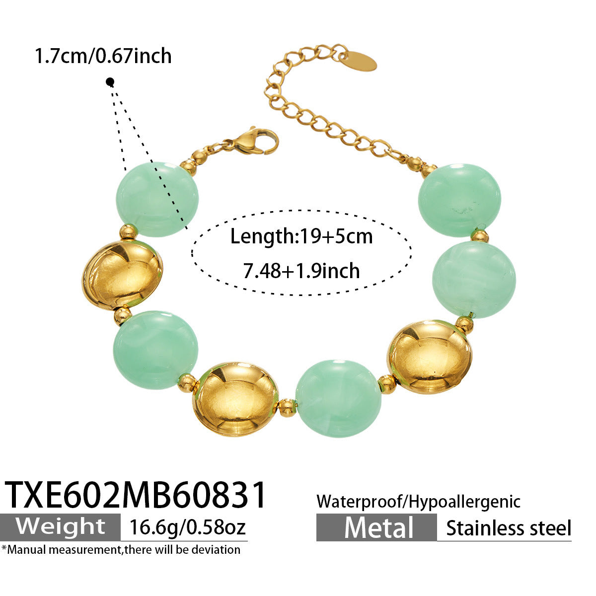 B廠【TXP602】跨境時尚復古鈦鋼樹脂圓珠女個性設計感氣質手鍊鎖骨鏈套裝 26.09-1