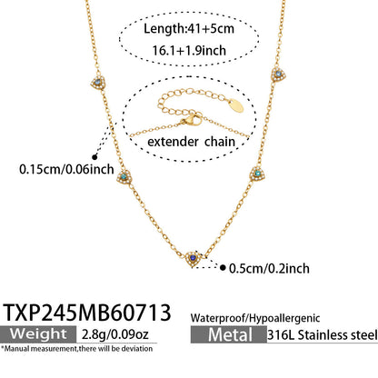 B廠【TXP245】歐美新款不銹鋼鍍18k金 多巴胺系列滿鋯石愛心吊墜項鍊手鍊女飾品
 26.07-4