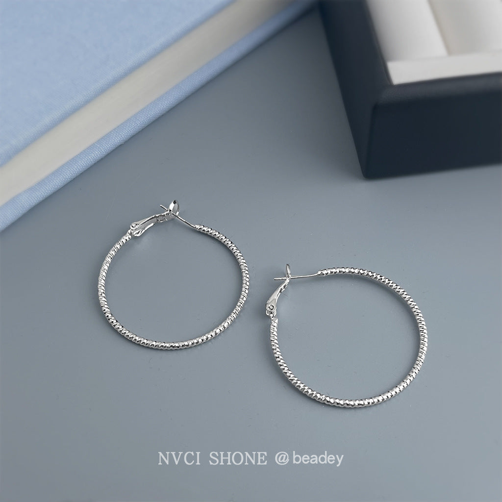 A廠【7165】時尚個性冷淡風大耳圈圓圈銀針高級感通勤百搭耳環
 25.11-4