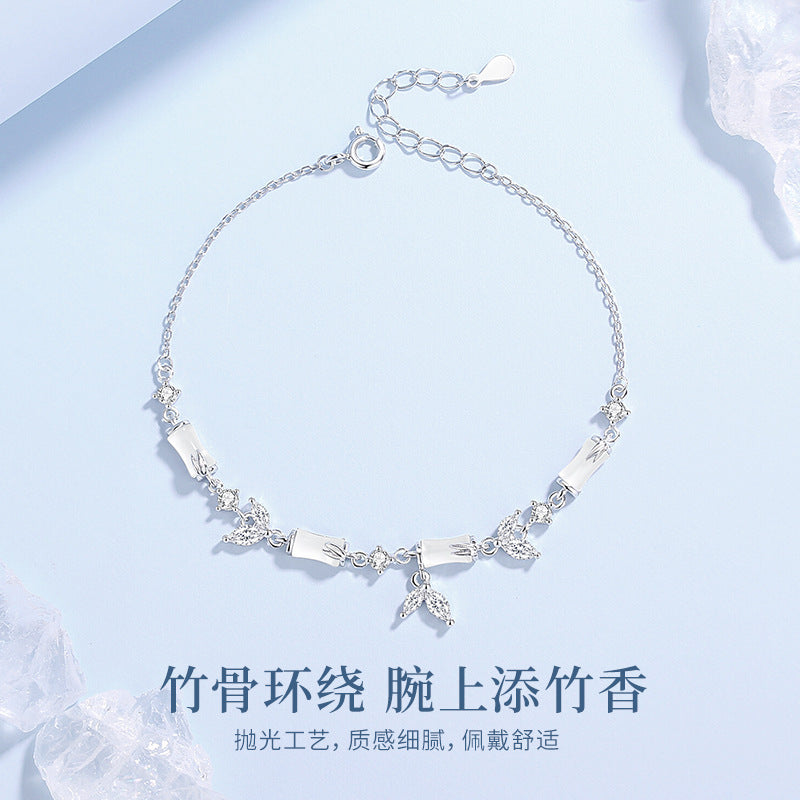 E廠【DQ1230S】原創清冷感白玉髓竹節手鍊女S925純銀新中式小眾百搭手飾銀飾
 26.03-2