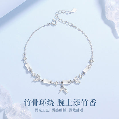 E廠【DQ1230S】原創清冷感白玉髓竹節手鍊女S925純銀新中式小眾百搭手飾銀飾
 26.03-2