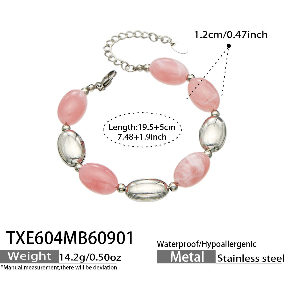 B廠【TXP604】歐美跨境多巴胺串珠不銹鋼鍍金項鍊時尚百搭甜美鎖骨鏈手鍊女套裝
 26.09-1