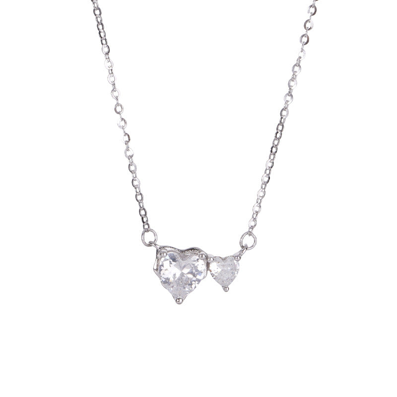 E廠【XDQ0549N】S925純銀爆閃心相依項鍊女高級感精緻愛心閃鋯甜美鎖骨鏈潮
 26.01-1
