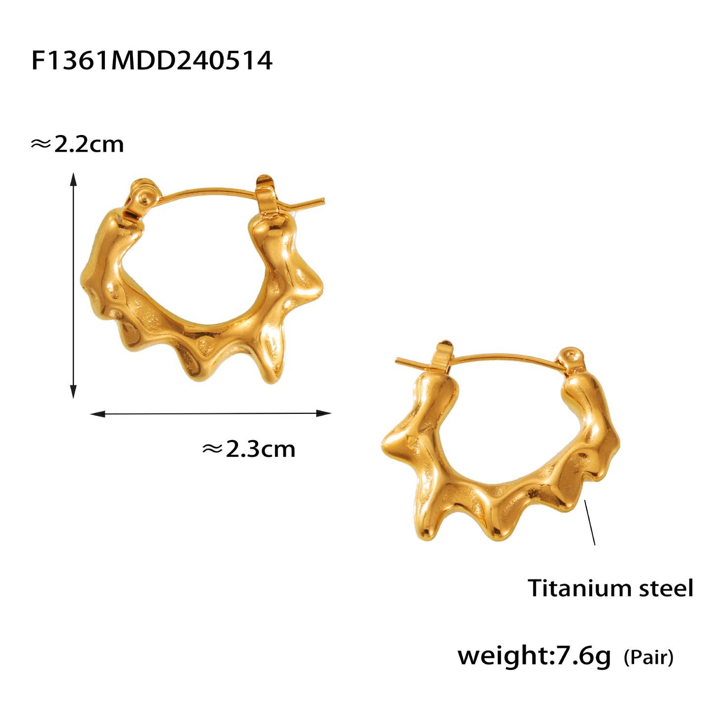 B廠【F1361】歐美個性耳環春夏新款輕奢小眾設計C型不規則耳環女時尚鈦鋼耳環 24.05-4