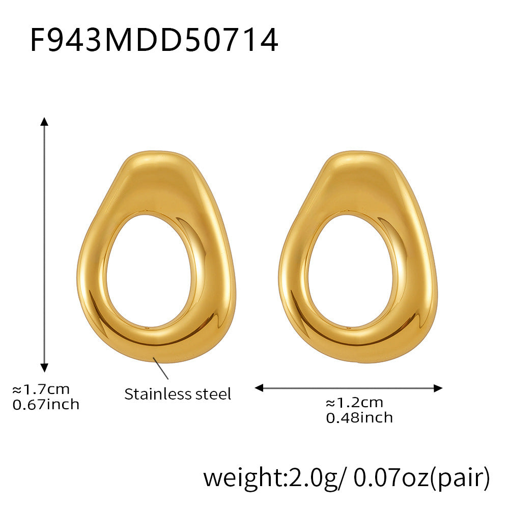 B廠【F481】歐美時尚個性幾何水滴形鏤空耳環簡約18K金藍松石耳飾 25.07-4