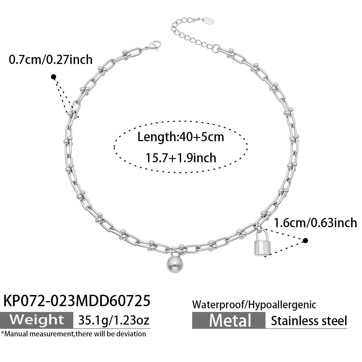 B廠【KP052】不鏽鋼鍍18k金小球鎖多吊墜項鍊組合
 26.10-3