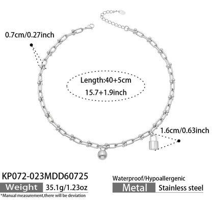 B廠【KP052】不鏽鋼鍍18k金小球鎖多吊墜項鍊組合
 26.10-3