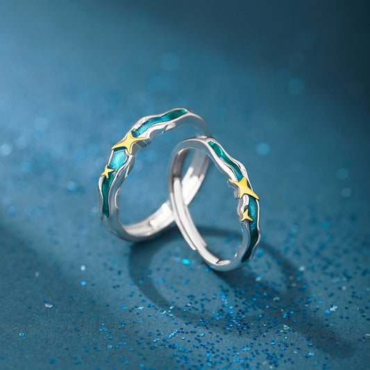 D廠【YC3062R】原創足銀S999四芒星滴油情侶對戒夢幻氛圍感清新溫柔小眾手飾
 26.01-1