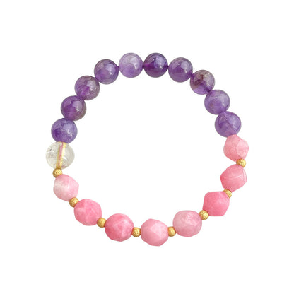 A廠【5849】個性風潮新中式天然石紫水晶薰衣草紫手鍊女原創設計手飾飾品 25.05-1