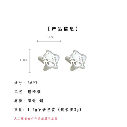 A廠【6697】【癒合】原始925銀針縫合設計星星耳環鍍啞光銀個性ins耳飾女耳環
 25.09-2