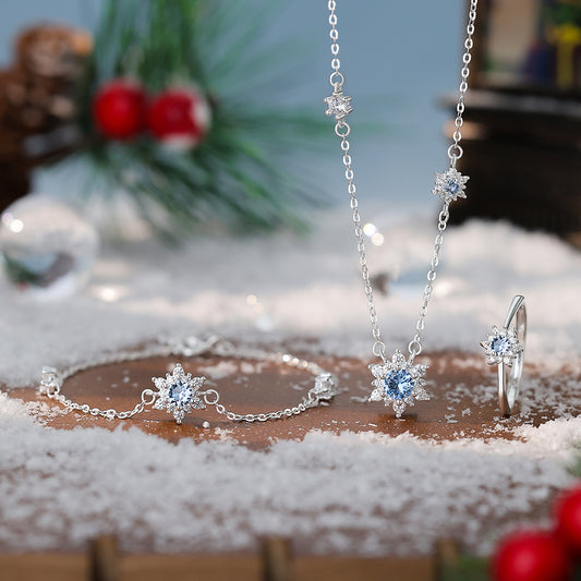 D廠【YC0938N】原創足銀S999雪花鋯石項鍊聖誕節耳環時尚輕奢手鍊氣質禮物
 25.12-3