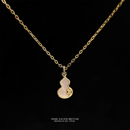 A廠【6635】厚鍍18K真金保色貝殼葫蘆項鍊 時尚通勤高級感輕奢風新款鎖骨鍊女 25.09-2