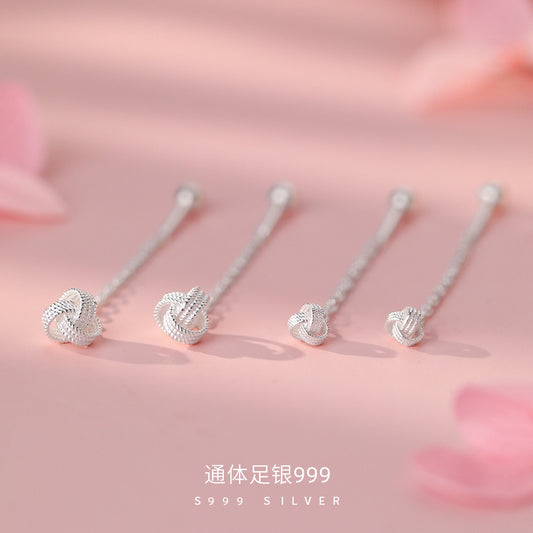 D廠【YC6488E】足銀S999如意結螺絲耳線流蘇輕奢高級簡約時尚百搭設計感耳飾
 26.03-3