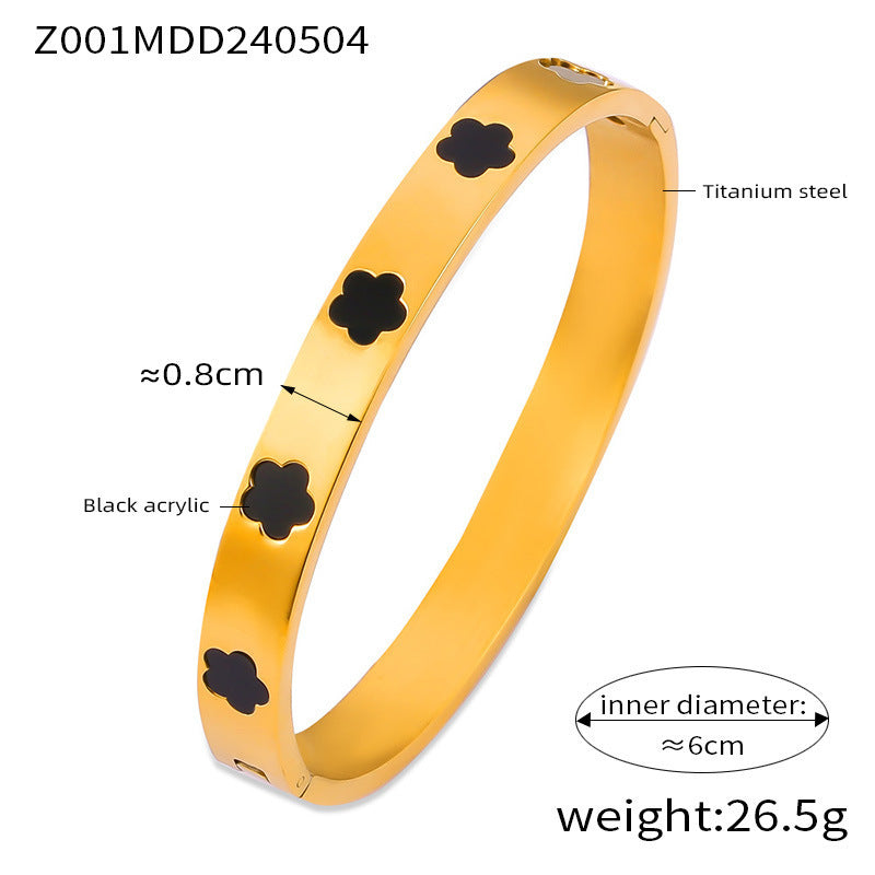 B廠【Z001】歐美ins小眾簡約設計鋯石手鐲個性輕奢玻璃石壓克力花朵手環組合
 26.01-3