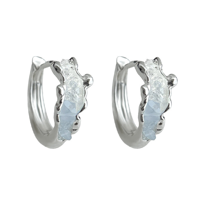 A廠【7085】漸層玻璃水晶輕奢風小眾藍色圓形幾何耳圈耳環 ins潮爆款清新耳環
 25.11-3