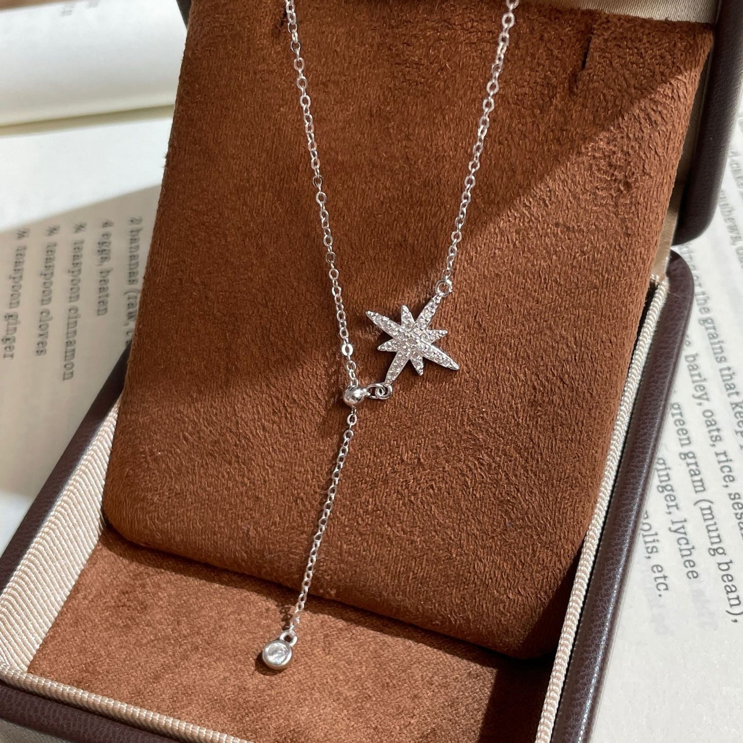 F廠【DQ0050N】S925純銀精緻八芒星項鍊女小眾設計高級感鋯石流蘇鎖骨鍊頸鍊
 25.09-1