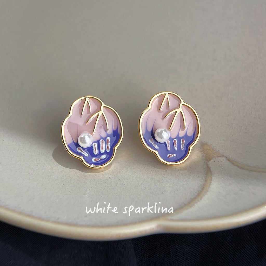 A廠【7162】國潮新中式琺瑯滴釉手工彩繪s925銀針新款時尚高級感耳環耳飾
 25.12-1