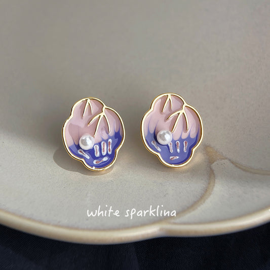 A廠【7162】國潮新中式琺瑯滴釉手工彩繪s925銀針新款時尚高級感耳環耳飾
 25.12-1