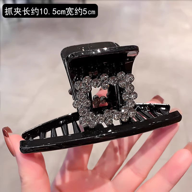 C廠【X76】韓國高端鏤空鑲鑽抓夾高級感黑色髮量少盤髮夾女新款後腦勺鯊魚夾
 26.04-3