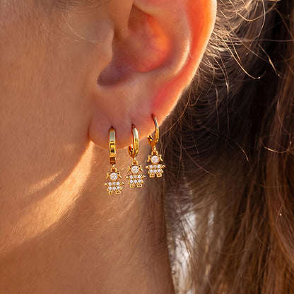 B廠【F196】歐美ins小眾時尚設計感小女孩鑲嵌鋯石吊墜耳環不鏽鋼鍍18k金耳飾
 26.04-4