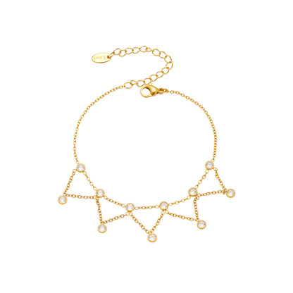 B廠【S030】ins小眾鏈條流蘇鋯石腳鍊歐美跨境新品雙層不鏽鋼鏈條飾品
 25.09-1