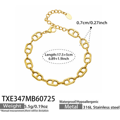 B廠【TXP347】跨國高級感輕奢不銹鋼鍍18k金 日字鏈條項鍊項鍊女裝飾品首飾套裝
 26.07-5
