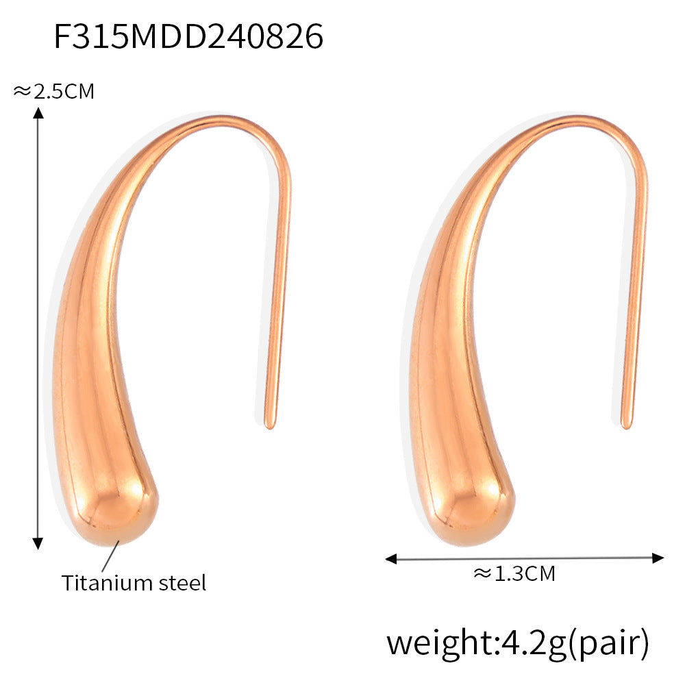 B廠【F315】marka法式小巧精緻水滴形耳環女鈦鋼鍍18k真金簡約耳環彎鉤飾品女 24.08-5