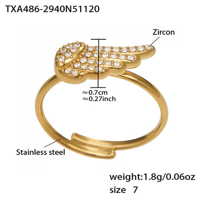 B廠【TXP486】超閃5A鋯石小翅膀造型手鍊項鍊耳環戒指組不鏽鋼鍍18k金
 25.11-4