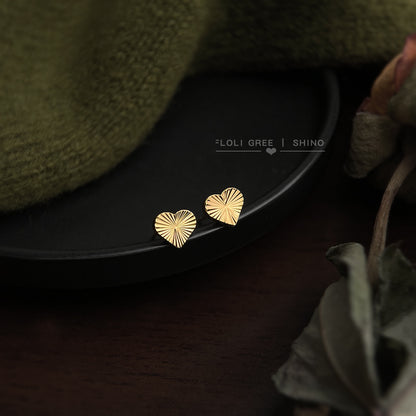 A廠【6652】車花工藝！厚鍍真金切割面很閃925銀針迷你小巧簡約愛心耳環耳飾
 25.08-5