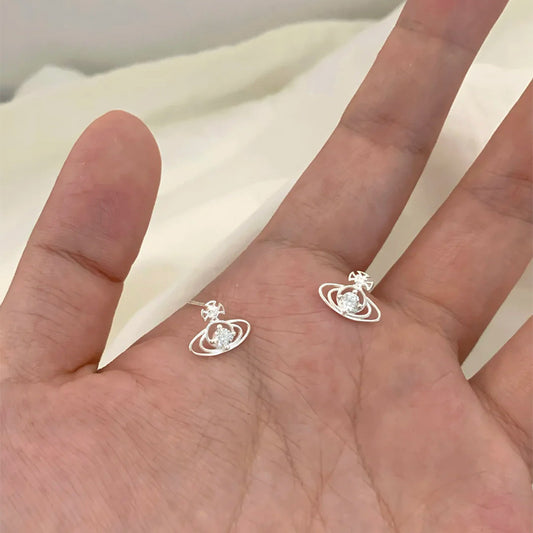 F廠【XDQ11177E】S999純銀簡約氣質土星耳環女ins高級感星球設計氣質耳飾百搭
 25.11-2