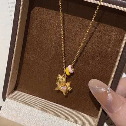 F廠【DQ2244N】S925純銀夢幻獨角獸項鍊女輕奢高級感小飛馬氣質鎖骨鏈潮
 25.11-2