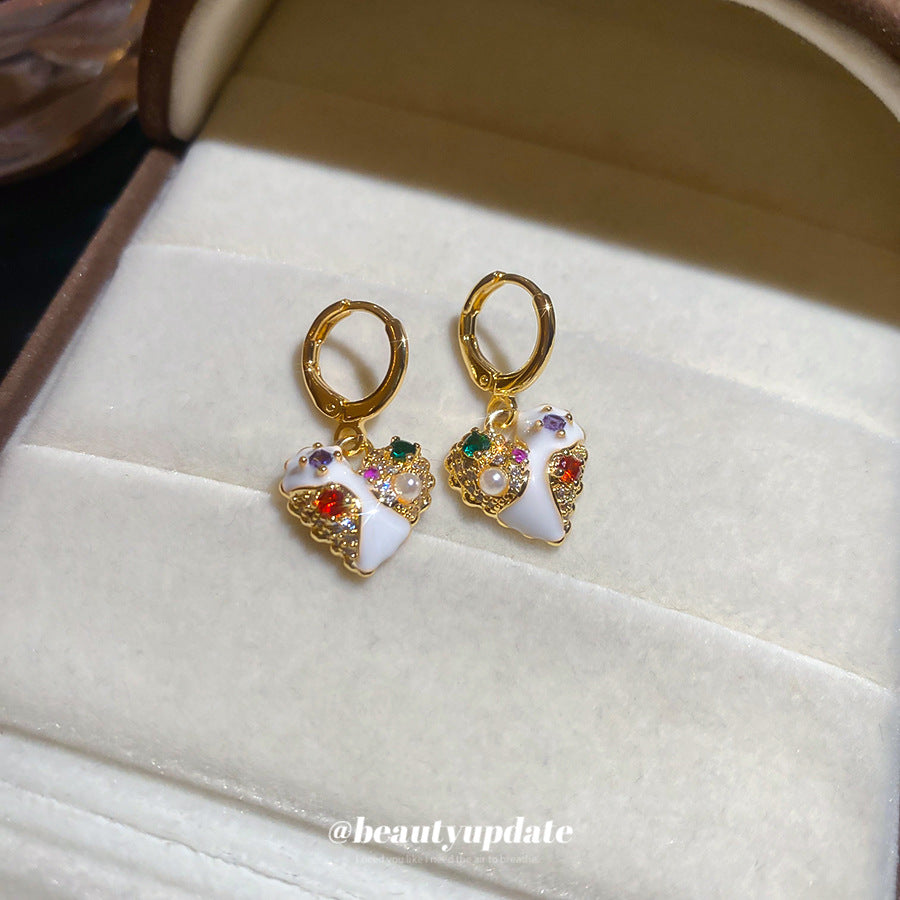 A廠【WE4975】18K真金電鍍歐美珍珠愛心吊墜耳環法式宮廷風耳環輕奢高級感耳飾
 25.10-4