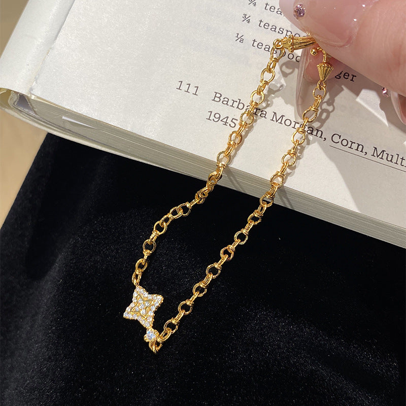 F廠【DQ0490S】輕奢中古風星星手鍊女S925純銀精緻氣質幸運星ins風手飾 25.05-3