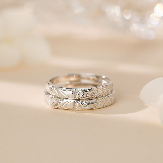 E廠【YC3035R】S999足銀蝶戀蝴蝶肌理情侶對戒溫柔一對戒指
 25.10-5