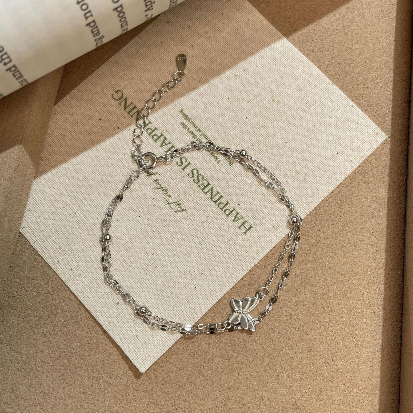 F廠【DQ0298S】S925純銀精緻雙層蝴蝶手鍊女輕奢高級感小清新手飾品
 25.09-1